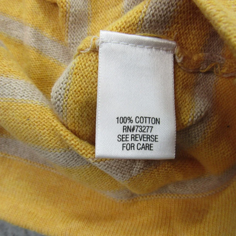 Croft & Barrow Women's Yellow‎ Striped Cotton Knit Top Button Detail Med